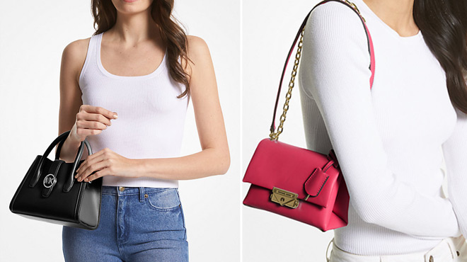 Michael Kors Small Faux Leather Satchel on the right and Michael Kors Small Faux Leather Shoulder Bag on the left Michael Kors Small Faux Leather Satchel on the right and Michael Kors Small Faux Leather Shoulder Bag on the left