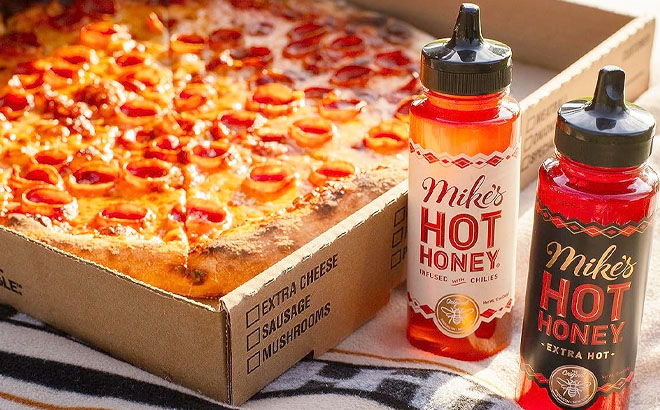 Mikes Hot 100 Pure Honey Infused with Chili Peppers with Pizza on the Side