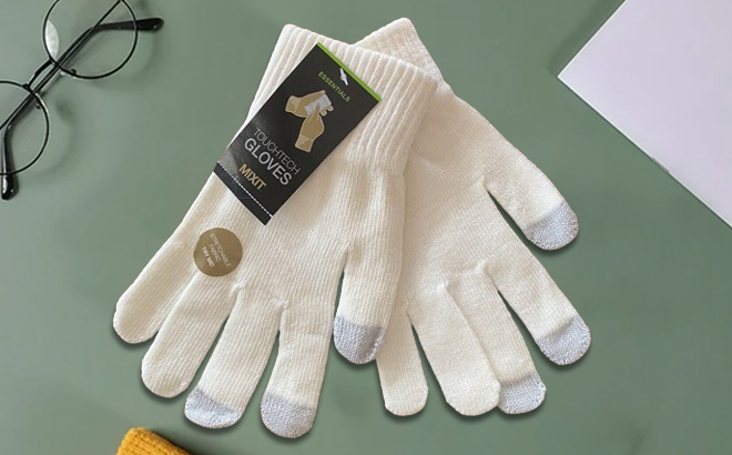 Mixit Touch Tech 1 Pair Cold Weather Glove in Cream Metallic