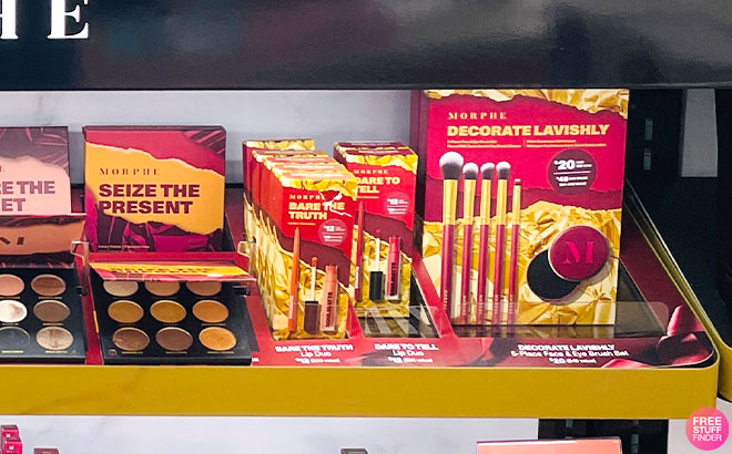 Morphe Dare To Tell Lip Duo and Morphe Bare The Truth Lip Duo on a Shelf Morphe Dare To Tell Lip Duo and Morphe Bare The Truth Lip Duo on a Shelf