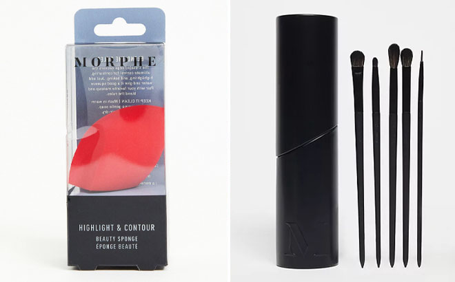 Morphe Highlight Contour Beauty Sponge and Morphe Vegan Pro 5 Piece Eye Brush Set Morphe Highlight Contour Beauty Sponge and Morphe Vegan Pro 5 Piece Eye Brush Set