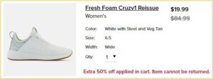 New Balance Womens Fresh Foam Cruzv1 Reissue Shoe Checkout Summary