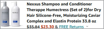 Nexxus Shampoo Conditioner Order Summary