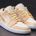 Nike Air Jordan 1 Low SE Womens Shoes in Celestial Gold Sail and Mulin Color