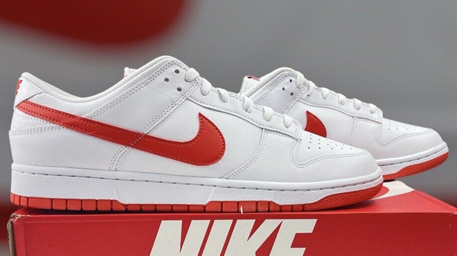 Nike Dunk Low Retro Mens Shoes in Picante Red