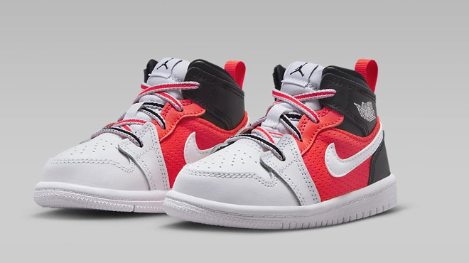 Nike Jordan 1 Mid SE Toddler Shoes in Black Infrared 23 White Color