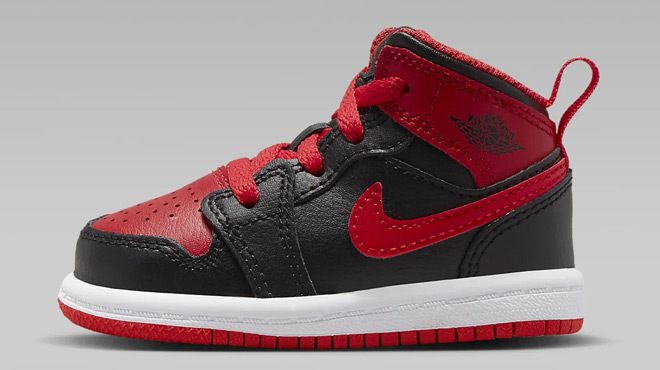Nike Jordan 1 Mid Toddler Shoes in Fire Red Color