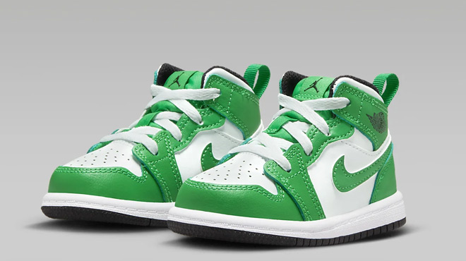 Nike Jordan 1 Toddler Shoes in Lucky Green Color