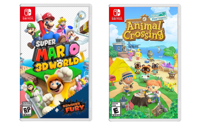 Nintendo Switch Super Mario 3D World Bowsers Fury and Animal Crossing New Horizons Games