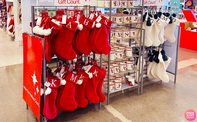 North Pole Christmas Stockings Display at JCPenney Store
