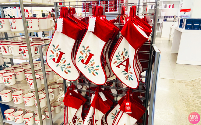 North Pole Monogram Christmas Stockings Display at JCPenney Store