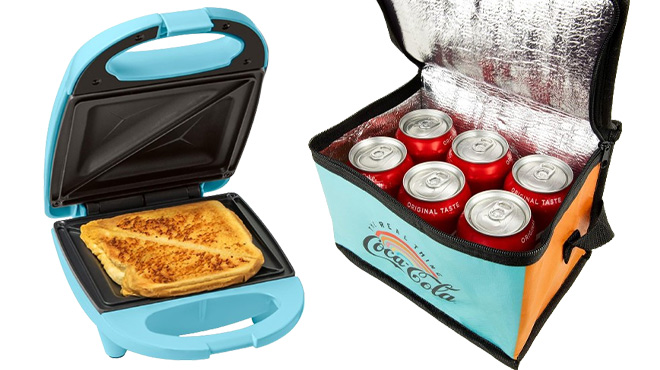 Nostalgia Coca Cola Sandwich Maker with Beverage Cooler Bag