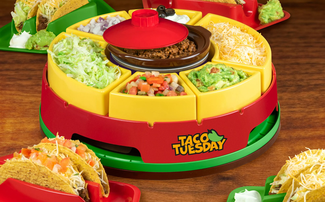 Nostalgia Taco Tuesday Heated Lazy Susan Taco Bar Kit