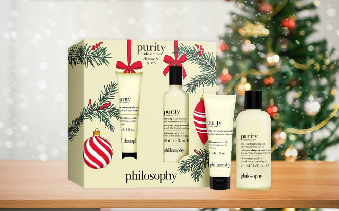 Philosophy Purity Clay Mask Cleanser Set on the Table