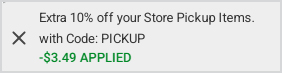Pickup promo code applied at checkout screenshot Pickup promo code applied at checkout screenshot