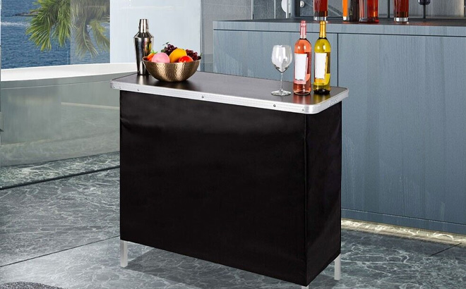 Portable Pop Up Bar Table with Carrying Case in Black 1
