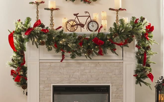 Pre Lit Garland Battery Powered with 100 Lights and 180 Tips