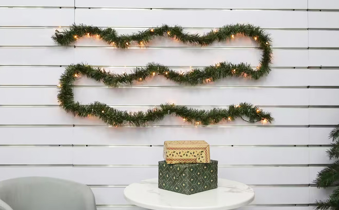 Pre Lit Pine Garland by Ashland on the Wall Pre Lit Pine Garland by Ashland on the Wall