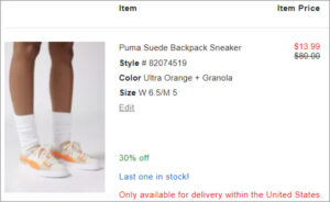 Puama Suede Sneakers Checkout Screen