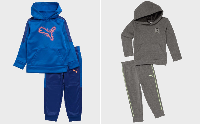 Puma Toddlers Fleece Hoodie Joggers Set and Splatter Patch Fleece Pullover Pants Set Puma Toddlers Fleece Hoodie Joggers Set and Splatter Patch Fleece Pullover Pants Set