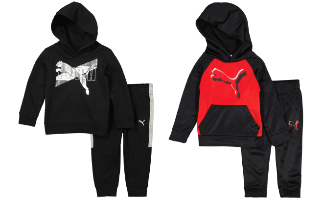 Puma Toddlers Foil Screen and Color Block Fleece Hoodie Joggers Set
