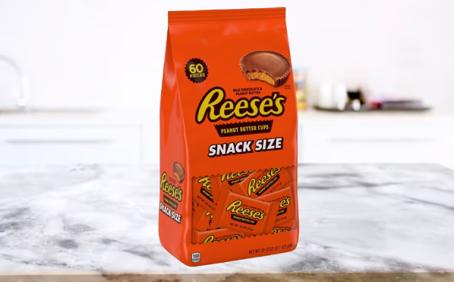 Reeses Peanut Butter Cups 60 Count Snack Size Candy Bag
