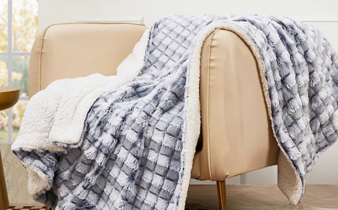 Reversible Micromink to Faux Sherpa Tie Dye Throw