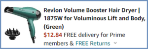 Revlon Volume Booster Hair Dryer Checkout Page