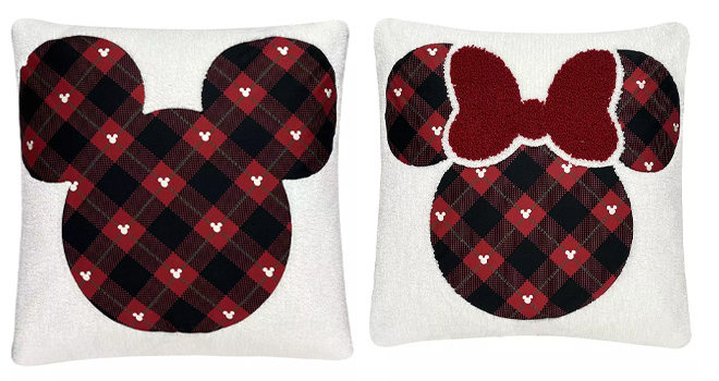 SNS Disneys Plaid Mickey Mouse and Minnie Mouse Throw Pillow 1