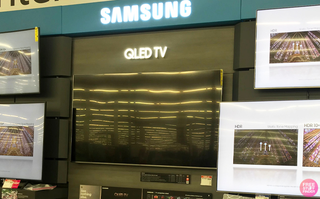 Samsung QLED Smart TV on the shelf