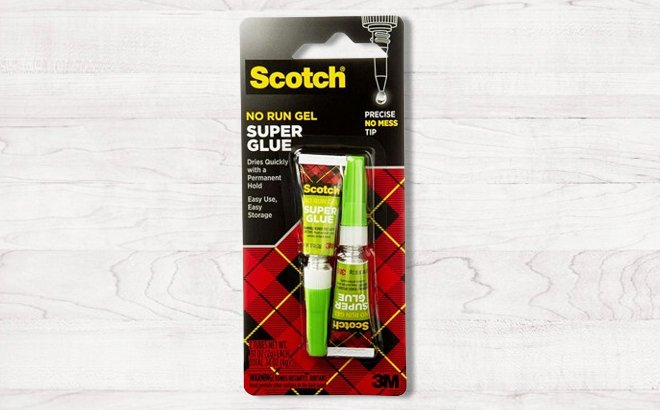 Scotch 2 Pack Super Glue Gel on the table