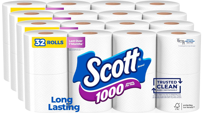 Scott 1000 Toilet Paper 32 Rolls Septic Safe 1 Ply Toilet Tissue