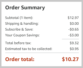 Screenshot Order Summary at Amazon