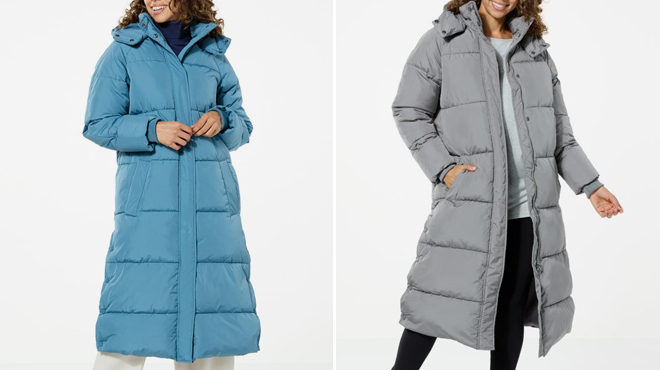 Sporto Quilted Long Puffer Coats with Hood