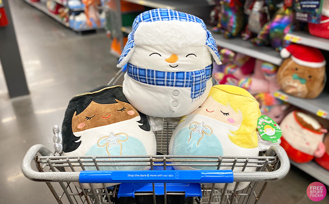 Squishmellows Stacked on a Cart at Walmart