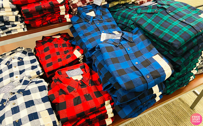 St Johns Bay Mens Classic Fit Long Sleeve Flannel Shirts in Store