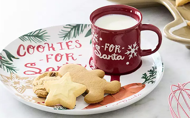 St Nicholas Square Cookies For Santa Plate Mug Set 2