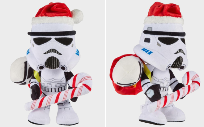 Star Wars Stormtrooper 10 Inch Holiday Plush with Santa Hat Candy Cane and Sack