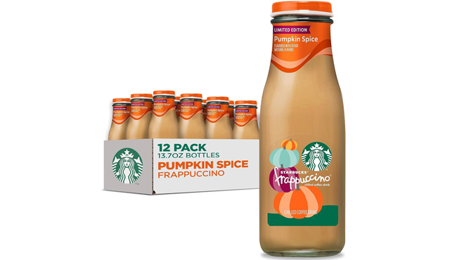Starbucks Frappuccino Pumpkin Spice 12 Pack with 13 7 oz bottles on a White Background