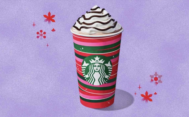 Starbucks Hot Chocolate on Purple Background