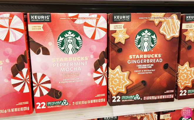 Starbucks Keurig K Cup Gingerbread Medium Roast 22 Cups and Starbucks Keurig K Cup Peppermint Mocha Medium Roast 22 Cups