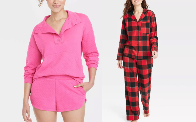 Stars Womens Quilted Pajama Set and Womens Flannel Pajama Set