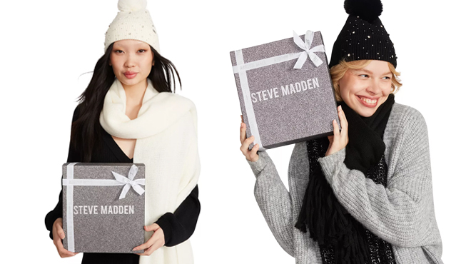 Steve Madden Womens Scarf Beanie Boxed Gift Set
