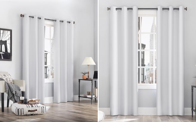 Sun Zero Cyrus Thermal Blackout Grommet Window Curtain in White Color