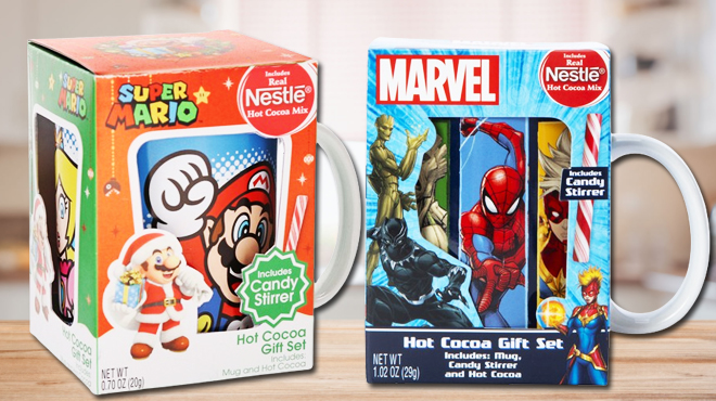 Super Mario Mug Hot Cocoa Gift Set and Marvel Hot Cocoa Gift Set Super Mario Mug Hot Cocoa Gift Set and Marvel Hot Cocoa Gift Set