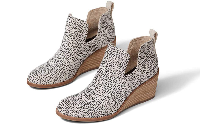 TOMS EKallie Cheetah Suede Wedge Boots