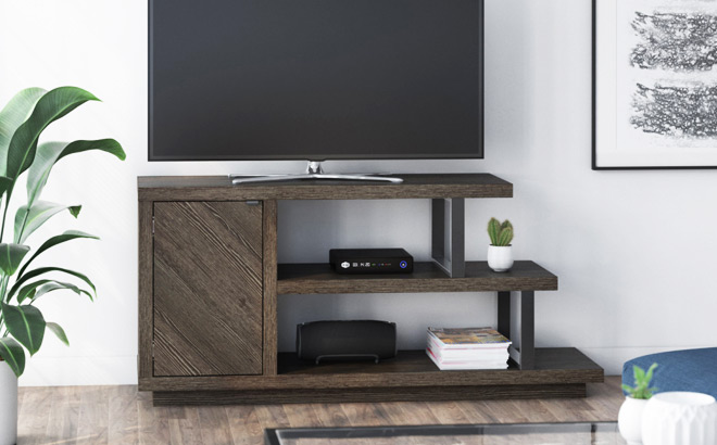 TV Stand with Asymmetrical Shelves
