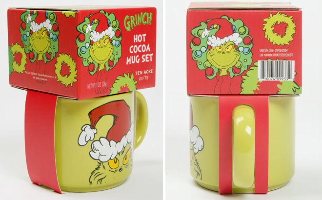 Ten Acre Gifts Dr Seuss How the Grinch Stole Christmas Mug and Hot Cocoa Set Gift Set