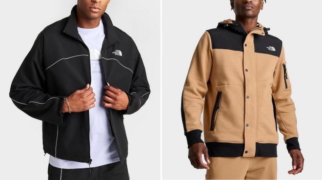 The North Face Mens Windbreaker Jacket and Highrail Fleece Jacket