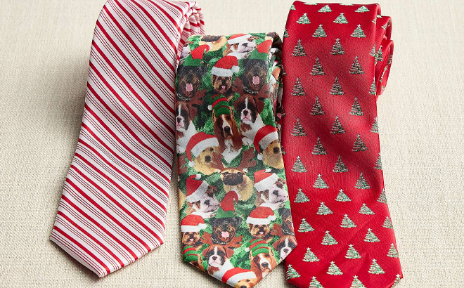 Three Bespoke Mens Holiday Pattern Ties
